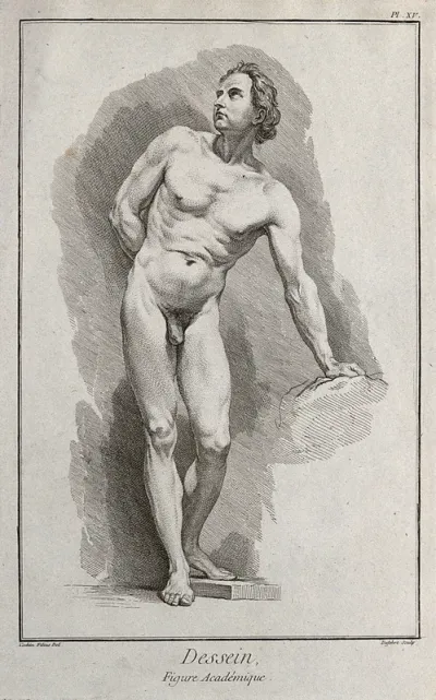 A standing male nude figure