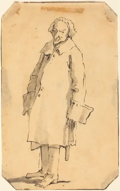 A Standing Man Wearing a Great Coat and Boots