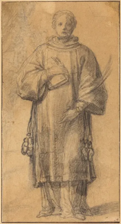 A Standing Saint Holding a Book and a Palm Frond