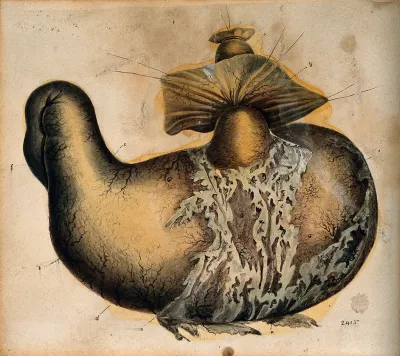 A stomach. Watercolour, 18--