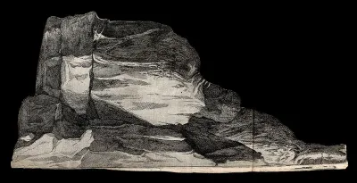 A stone: superimposed flap on the plate of the interior of the chapel of Saint Mary Magdalen, on Mount Verna