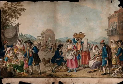 A street market in Foggia with traders selling their wares