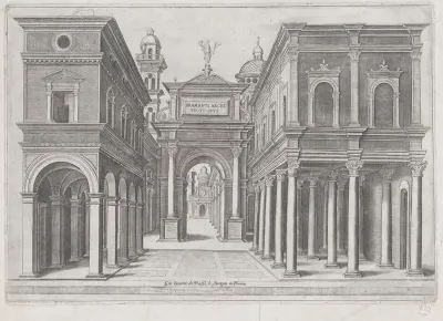 A street with buildings and arcades