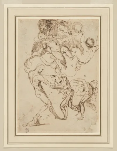 A Study of Bound Male Figures being Manhandled, and Various Putti, One Holding a Palm Frond