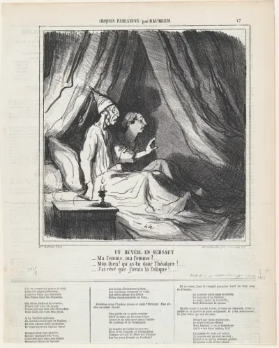 A sudden awakening, from 'Parisian sketches,' published in Le Charivari, November 1, 1865