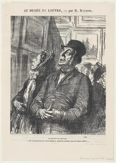 A Sunday connoisseur, from 'At the Louvre,' published in Le Charivari, February 4, 1865