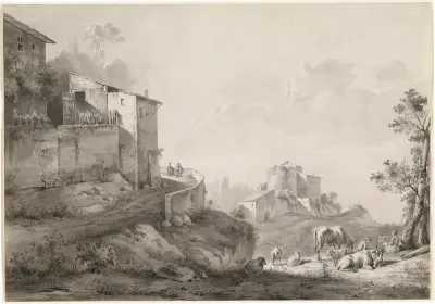 A Sunlit Landscape with Hilltop Houses