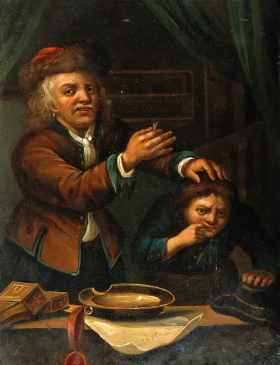 A surgeon extracting a tooth