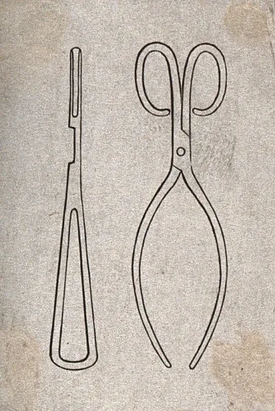 A surgical cutting instrument: two figures