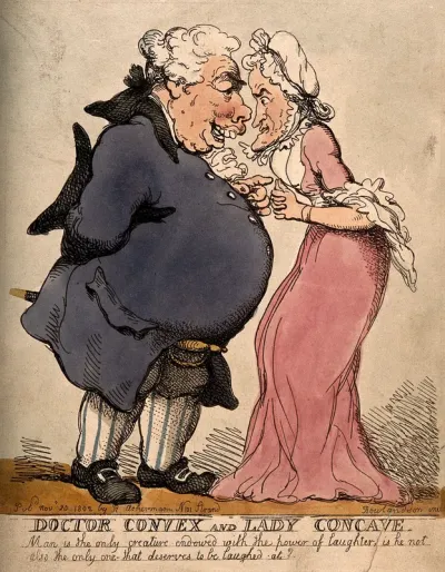 A tall lean woman having a discussion with an obese man