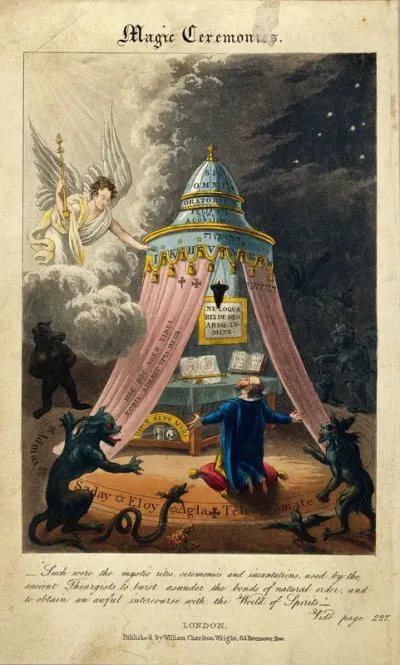 A theurgist performing rituals to exercise divine powers on earth