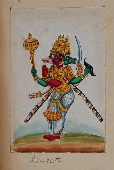 A three-headed idol of Vishnu's incarnations, Naraisimha and Varaha (?)