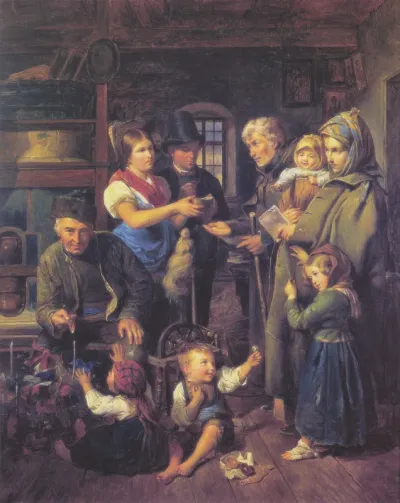 A traveling family of beggars is rewarded by poor peasants on Christmas Eve
