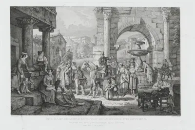 A travelling tooth-drawer and medicine vendor in a town near Rome