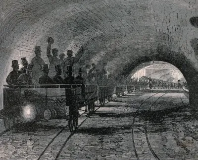 A trial journey on the first part of the underground railway in London