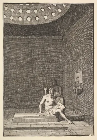A Turkish Bath (Aubry de La Mottraye's "Travels throughout Europe, Asia and into Part of Africa...," London, 1724, vol. I, pl. 10)