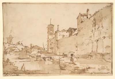 A Venetian Capriccio: A Rio Leading to a Bridge