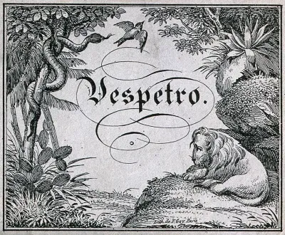 A Vespetro label illustrated with tropical plants and animals