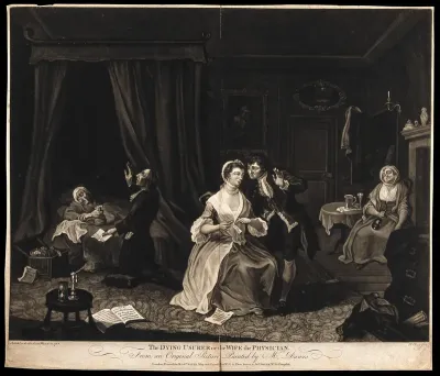 A vicar prays for a dying usurer while his wife receives medical advice