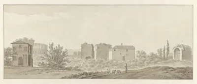 A view of Rome, with the ruins of the Baths of Titus, and the Colosseum to the left