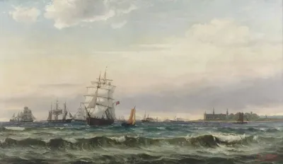 A view of the Øresund with Kronborg castle