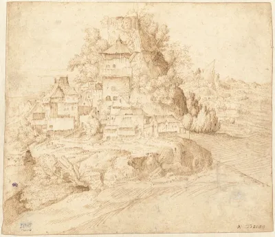 A Village Nestled at the Foot of a Hill (recto)