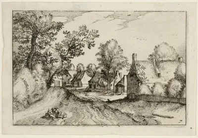 A Village Road, plate seven after Pictures of Farms, Country Houses and Rustic Villages (Praediorum villarum et rusticarum casularum icones)