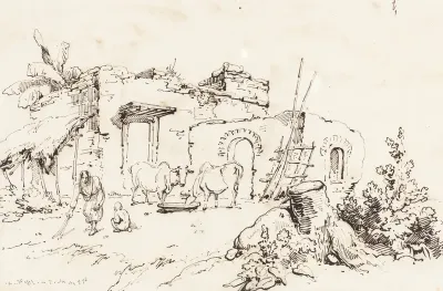 A Village Scene in India (verso)