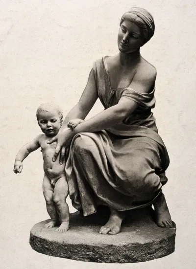 A vision of motherhood with a small child