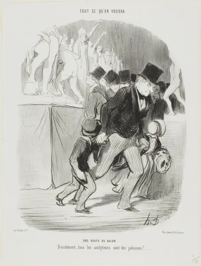 A Visit to the Salon. Obviously all the sculptors are a naughty bunch, plate 1 from Tout Ce Qu'on Voudra