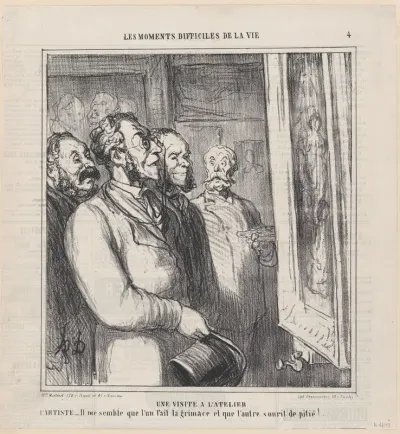 A visit to the studio, from 'The difficult moments of life,' published in Le Charivari, March 28-29, 1864