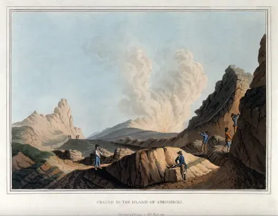 A volcanic crater on the island of Stromboli
