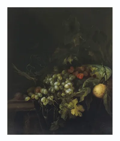 A Wan-Li bowl with grapes and other fruit