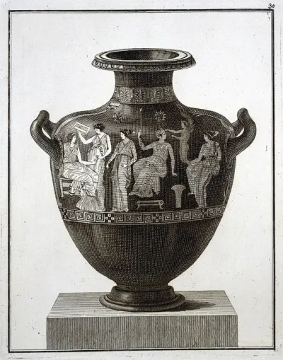 A water-pot (hydria), painted with women at their toilet, with Eros
