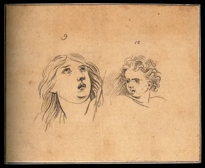 A weak woman in a state of exertion (left) and terror on the face of a boy (right)