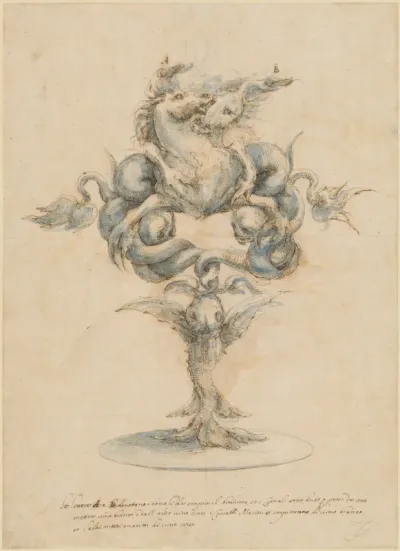 A Wine Decanter with Two Fighting Sea Horses