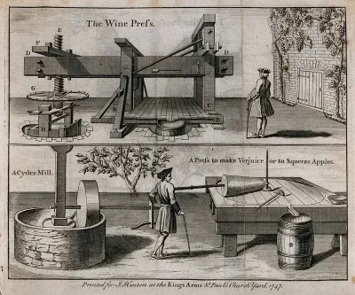 A wine press (top) and cider mill (bottom)