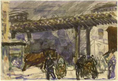 A Winter Day   Under the Elevated Near Brooklyn Bridge