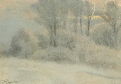 A winter day with freezing fog.
