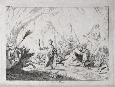 A witch. Etching by G. Petrini after D. Teniers