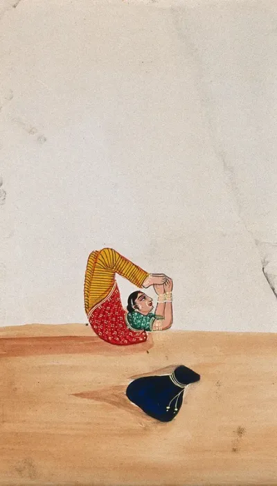 A woman acrobat with her belongings