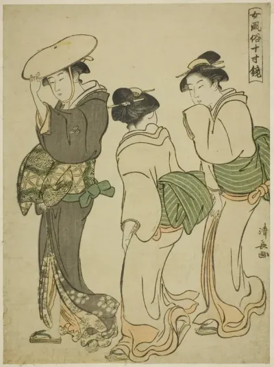 A Woman and Two Maids, from the series "A Mirror of Feminine Manners (Onna fuzoku masu kagami)"