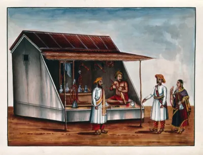 A woman and two men at a hookah shop