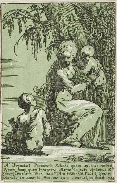 A Woman at the Foot of a Tree Holding a Child