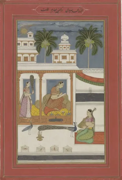 A woman drawing the portrait of her absent lover (Dhanashri ragini)