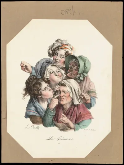A woman examines another woman's sore eye, while other women look on