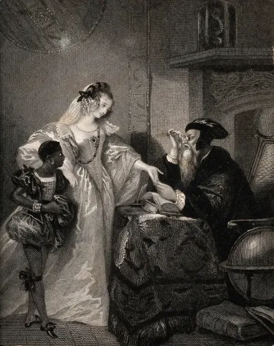 A woman having her palm read by a fortune-teller