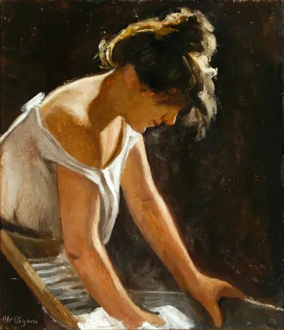 A woman is doing her laundry.