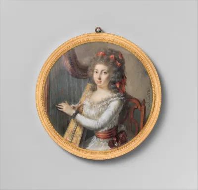 A Woman Playing a Harp