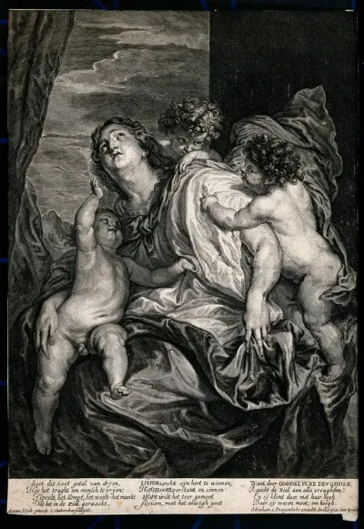 A woman representing Charity, with three children